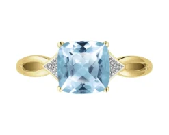 Apart Pierścionek z żółtego złota z diamentami i topazem Sky Blue - próba 375< Pierścionki