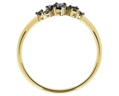 Discount Apart Pierścionek z żółtego złota z czarnymi brylantami - 0,15 ct - próba 375