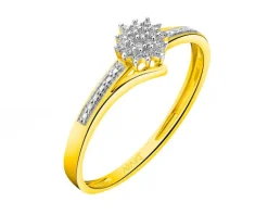 New Apart Pierścionek z żółtego złota z diamentami - 0,04 ct - próba 375