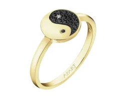 Apart Pierścionek z żółtego złota z diamentami - yin yang - 0,012 ct - próba 375< Pierścionki