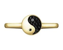 Apart Pierścionek z żółtego złota z diamentami - yin yang - 0,012 ct - próba 375< Pierścionki