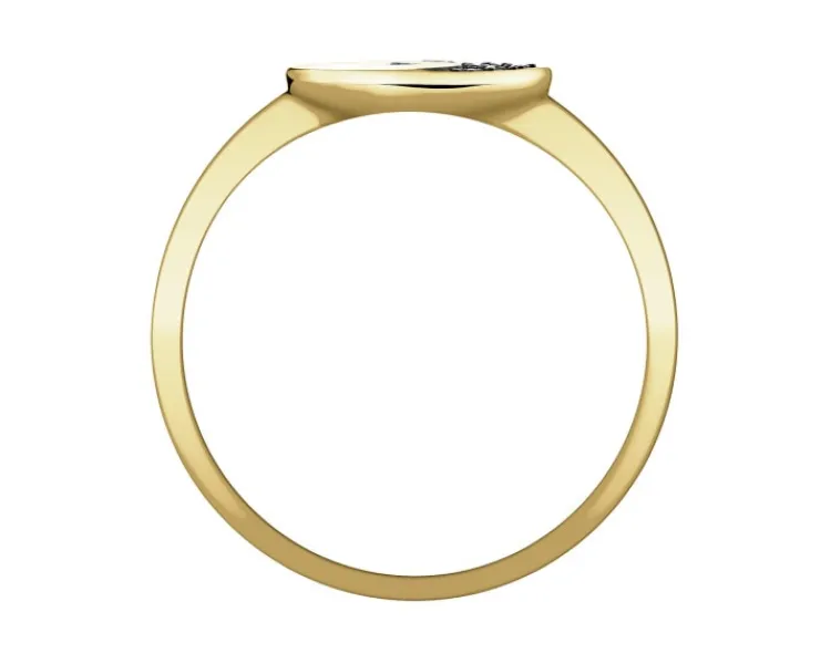 Apart Pierścionek z żółtego złota z diamentami - yin yang - 0,012 ct - próba 375< Pierścionki