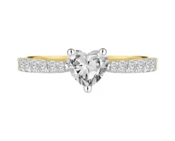 Clearance Apart Pierścionek z żółtego złota z diamentami laboratoryjnymi - serce - 0,67 ct - próba 585