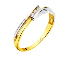 Apart Pierścionek z żółtego złota z brylantami - 0,08 ct - próba 585< Pierścionki