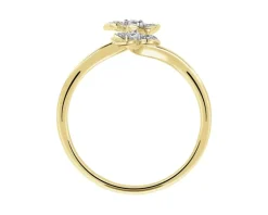 Sale Apart Pierścionek z żółtego złota z diamentami - kwiaty - 0,07 ct - próba 375