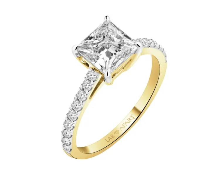 Apart Pierścionek z żółtego złota z diamentami laboratoryjnymi - 1,75 ct - próba 750< Pierścionki