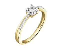 Online Apart Pierścionek z żółtego złota z diamentami - 0,14 ct - próba 585