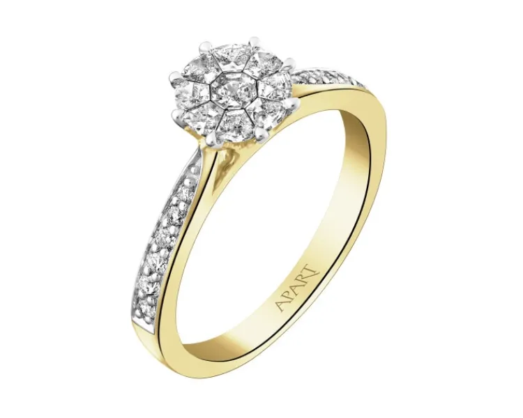 Outlet Apart Pierścionek z żółtego złota z diamentami - 0,43 ct - próba 585