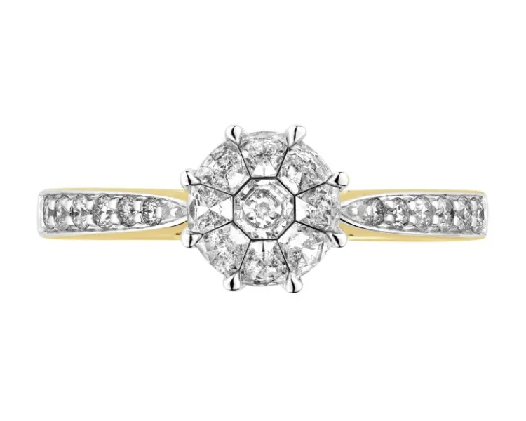 Outlet Apart Pierścionek z żółtego złota z diamentami - 0,43 ct - próba 585