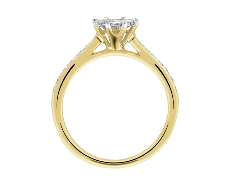 Outlet Apart Pierścionek z żółtego złota z diamentami - 0,43 ct - próba 585