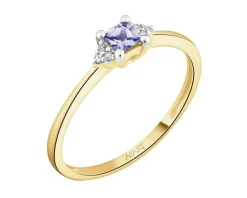Apart Pierścionek z żółtego złota z diamentami i tanzanitem - próba 585< Pierścionki