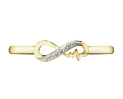Apart Pierścionek z żółtego złota z diamentami - nieskończoność, EKG serca - 0,01 ct - próba 375< Wszystkie