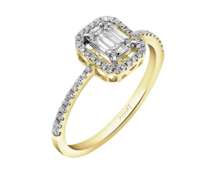 Outlet Apart Pierścionek z żółtego złota z diamentami - 0,30 ct - próba 585