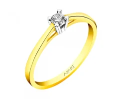 Apart Pierścionek z żółtego złota z brylantem - serce - 0,10 ct - próba 585