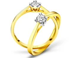 Apart Pierścionek z żółtego złota z brylantem - serce - 0,10 ct - próba 585