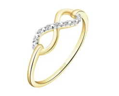 New Apart Pierścionek z żółtego złota z diamentami - nieskończoność - 0,03 ct - próba 585