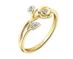 Apart Pierścionek z żółtego złota z diamentami - róża - 0,04 ct - próba 585< Pierścionki