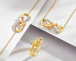 Apart Pierścionek z żółtego złota z diamentami - róża - 0,04 ct - próba 585< Pierścionki