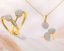 Apart Pierścionek z żółtego złota z diamentami - 0,12 ct - próba 585< Pierścionki