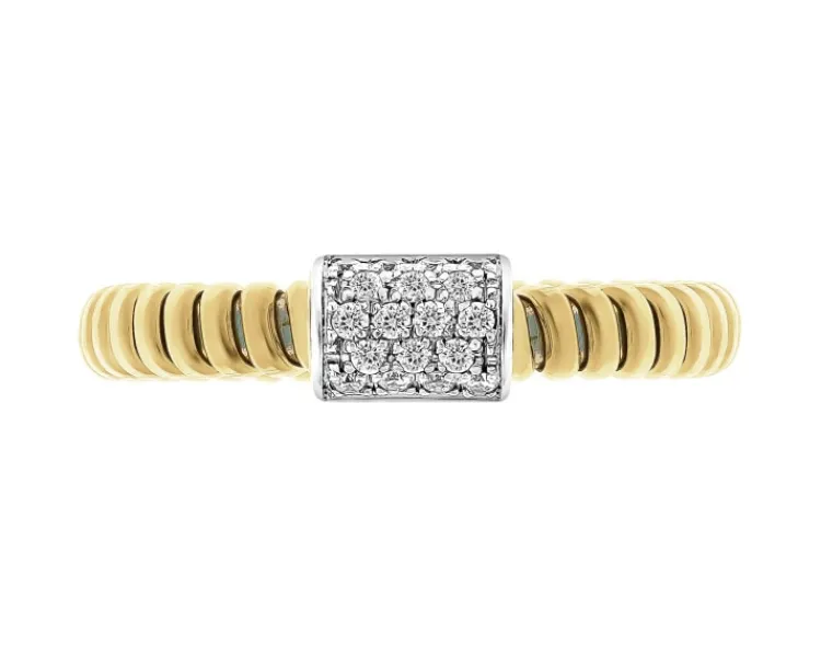 Outlet Apart Pierścionek z żółtego złota z brylantami - 0,13 ct - próba 750