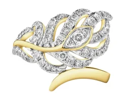 Best Apart Pierścionek z żółtego złota z brylantami - liść - 0,50 ct - próba 585