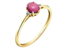Discount Apart Pierścionek z żółtego złota z diamentami i rubinem - próba 585
