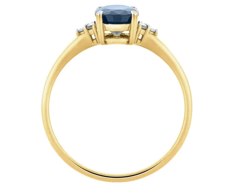 Apart Pierścionek z żółtego złota z diamentami i szafirem - próba 585< Pierścionki