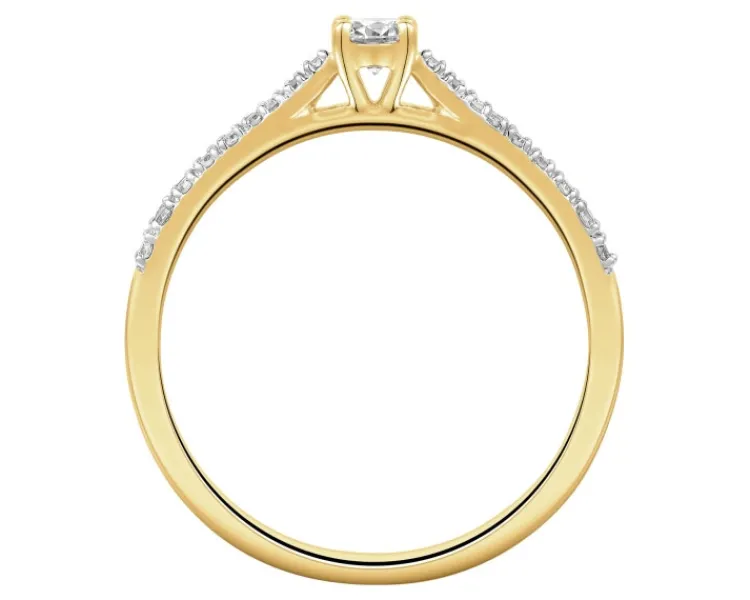 Outlet Apart Pierścionek z żółtego złota z diamentami - 0,30 ct - próba 585