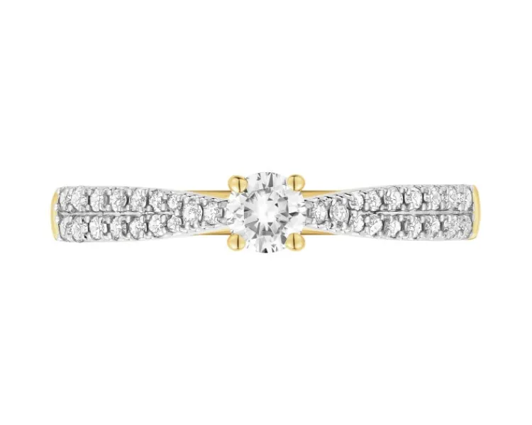 Outlet Apart Pierścionek z żółtego złota z diamentami - 0,30 ct - próba 585
