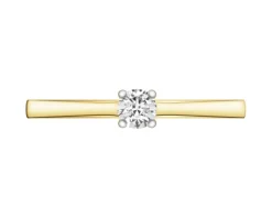 Outlet Apart Pierścionek z żółtego złota z brylantem laboratoryjnym - 0,15 ct - próba 585