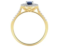 Discount Apart Pierścionek z żółtego złota z diamentami i szafirem - próba 585