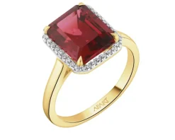 Apart Pierścionek z żółtego złota z diamentami i rodolitem - próba 585< Wszystkie