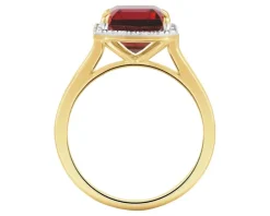 Apart Pierścionek z żółtego złota z diamentami i rodolitem - próba 585< Wszystkie