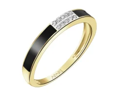 Best Apart Pierścionek z żółtego złota z diamentami i emalią - 0,04 ct - próba 585