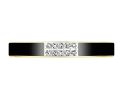 Best Apart Pierścionek z żółtego złota z diamentami i emalią - 0,04 ct - próba 585