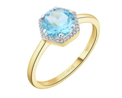 Clearance Apart Pierścionek z żółtego złota z diamentami i topazem - próba 585