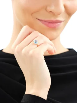 Clearance Apart Pierścionek z żółtego złota z diamentami i topazem - próba 585
