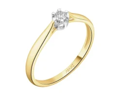 Clearance Apart Pierścionek z żółtego złota z brylantem - 0,08 ct - próba 585