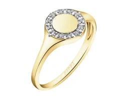 Best Apart Pierścionek z żółtego złota z diamentami - sygnet - 0,06 ct - próba 585