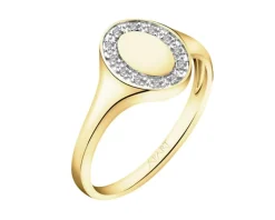 Sale Apart Pierścionek z żółtego złota z diamentami  - sygnet - 0,04 ct - próba 585
