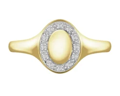 Sale Apart Pierścionek z żółtego złota z diamentami  - sygnet - 0,04 ct - próba 585