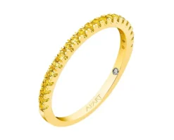 Clearance Apart Pierścionek z żółtego złota  z diamentem i peridotami - próba 375