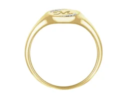 Clearance Apart Pierścionek z żółtego złota z diamentami - sygnet - litera M - 0,01 ct - próba 375