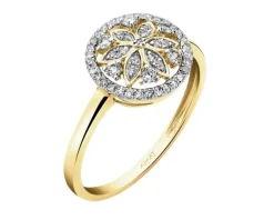 Apart Pierścionek z żółtego złota z diamentami - rozeta - 0,20 ct - próba 585< Pierścionki