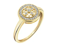 Apart Pierścionek z żółtego złota z diamentami - rozeta - 0,07 ct - próba 585< Pierścionki