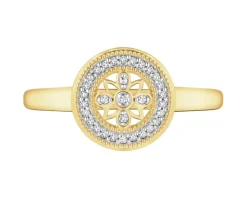 Apart Pierścionek z żółtego złota z diamentami - rozeta - 0,07 ct - próba 585< Pierścionki
