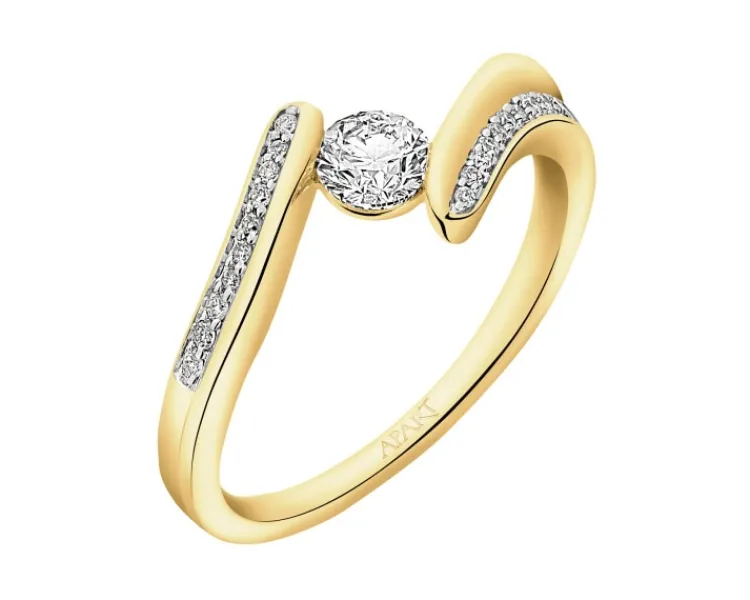 Apart Pierścionek z żółtego złota z brylantami - 0,39 ct - próba 750< Pierścionki