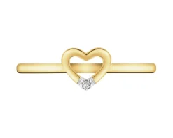 Apart Pierścionek z żółtego złota z diamentem - serce - 0,004 ct - próba 375< Wszystkie