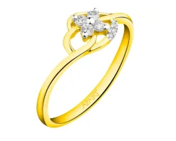 Apart Pierścionek z żółtego złota z diamentami - 0,10 ct - próba 375< Pierścionki