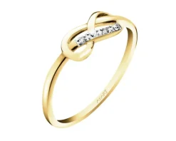 Apart Pierścionek z żółtego złota z diamentami - nieskończoność - 0,008 ct - próba 375< Pierścionki